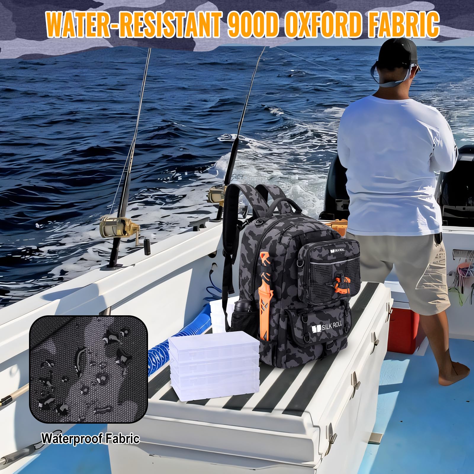 SILK ROLL waterproof 900D fabric shields gear in wet weather.
