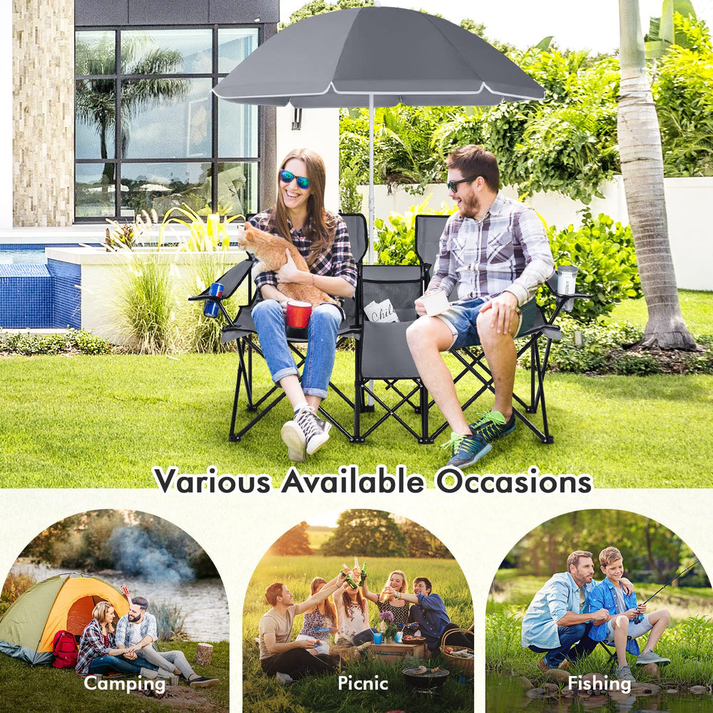 SILKYDRY portable 2-person chair with carry bag is easy to transport.
