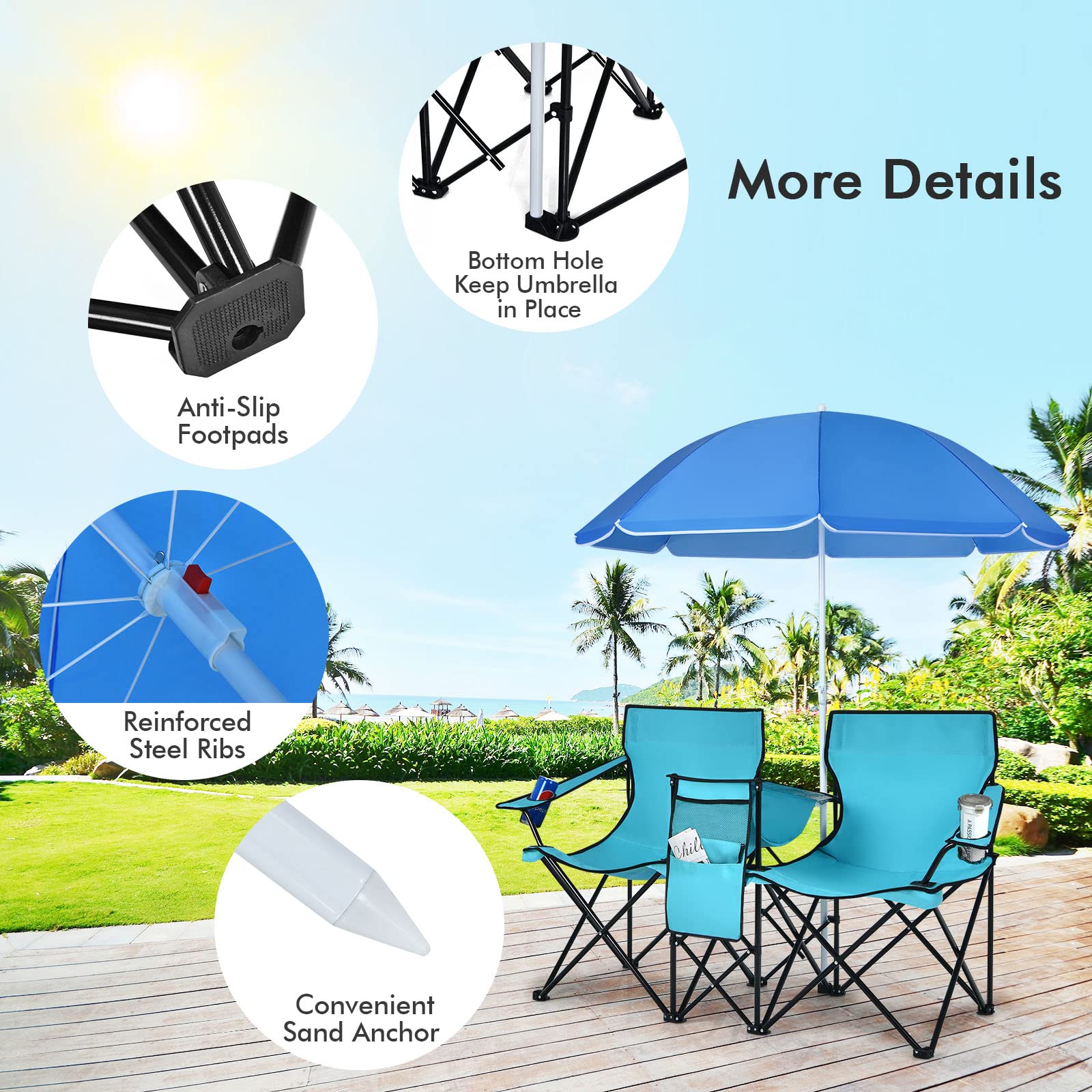 SILKYDRY removable umbrella for sun or rain protection