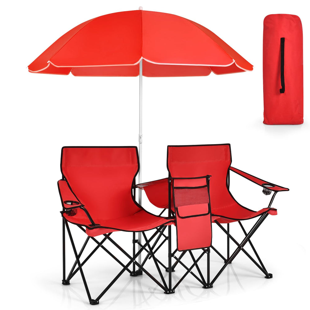 SILKYDRY Double Camping Chair with Canopy – 2-Person Folding Chair wit ...