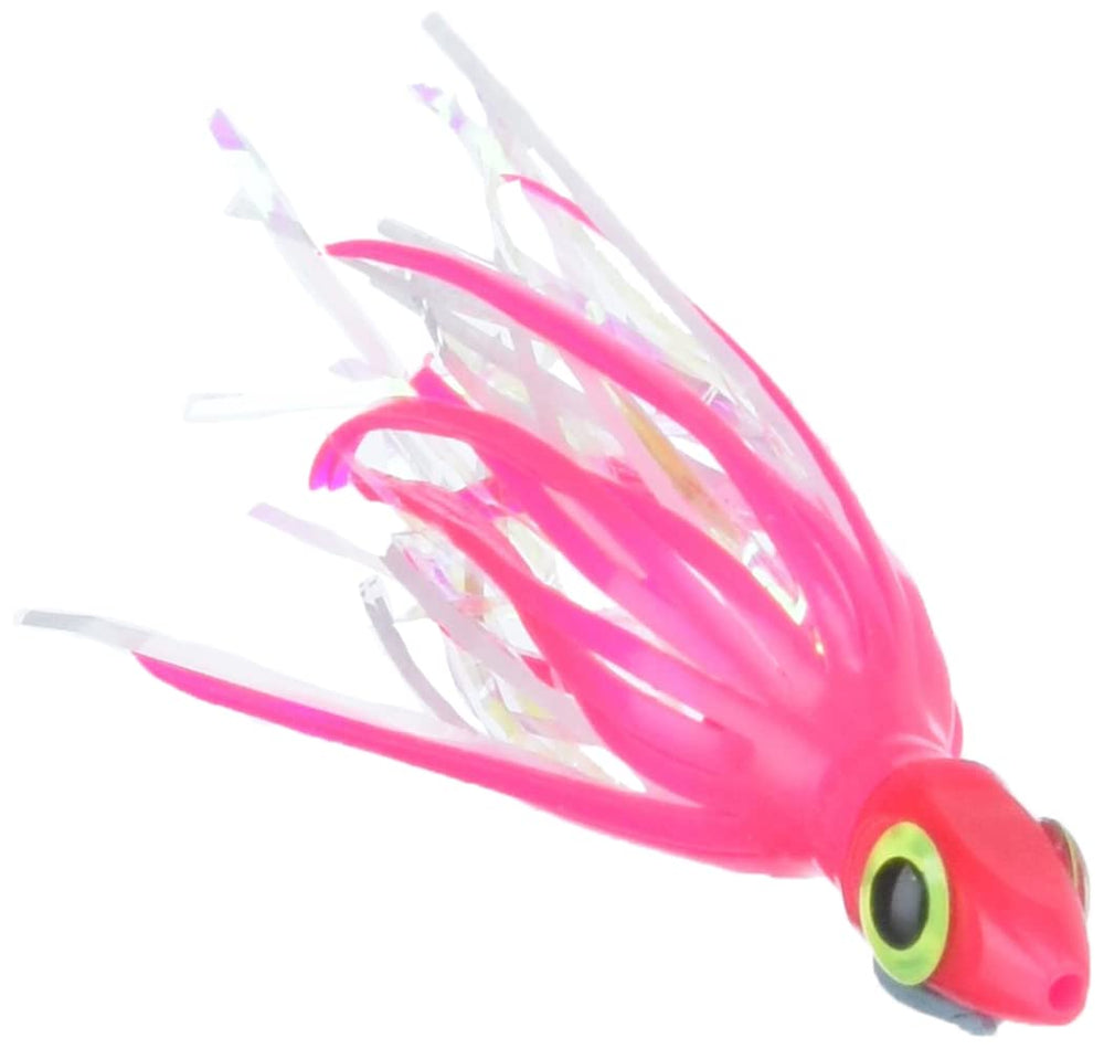 Silver Horde Glow Pink Junior Ace Hi Fly lure on a hook showing color and shine