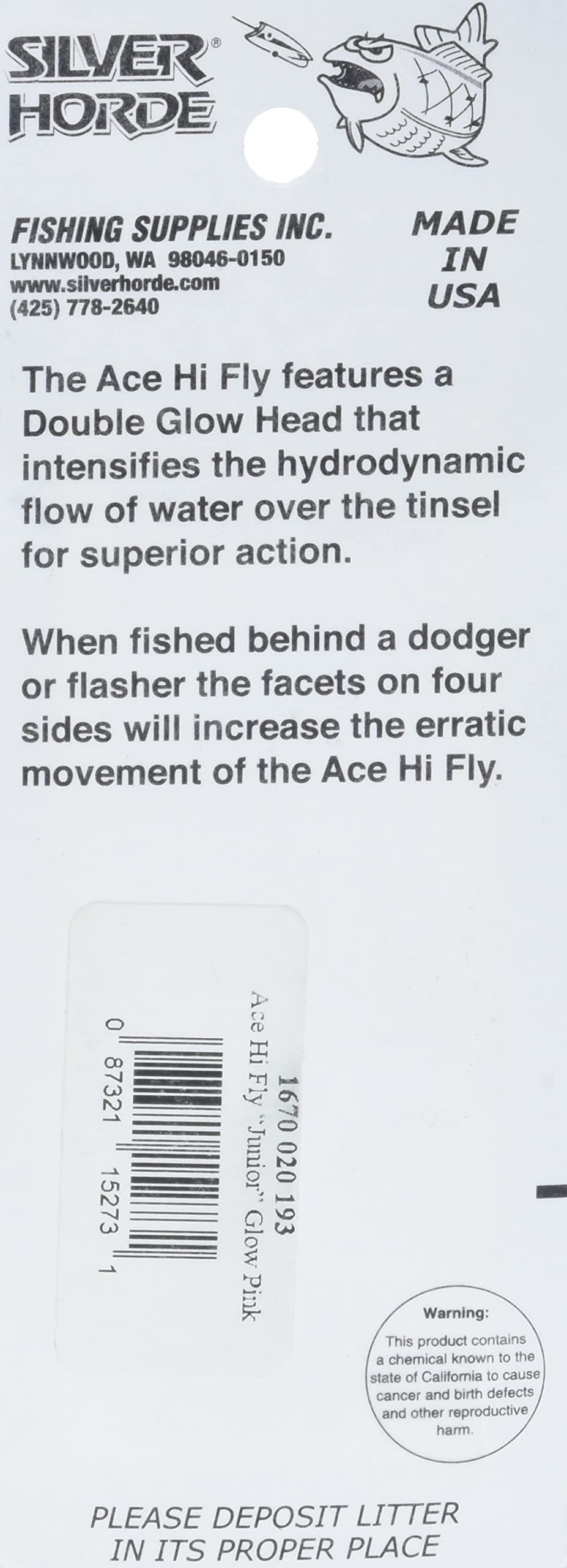 Silver Horde Glow Pink Junior Ace Hi Fly lure during low-light retrieval