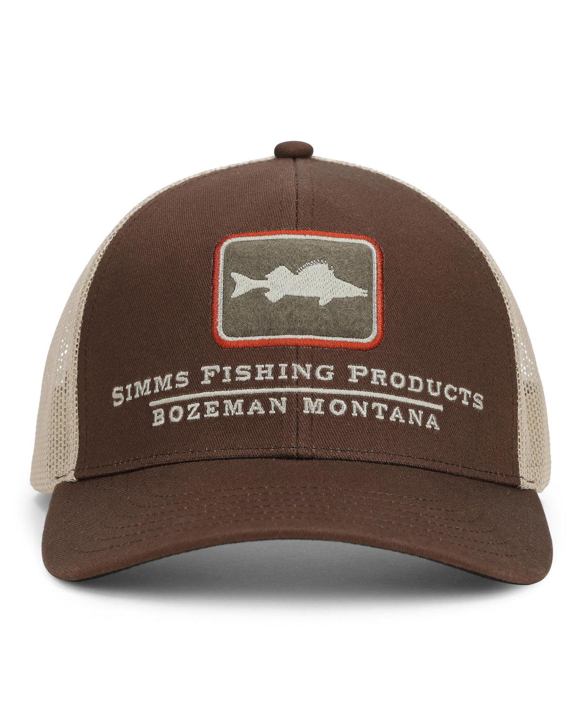Simms Double Haul Icon Trucker front view, breathable everyday hat