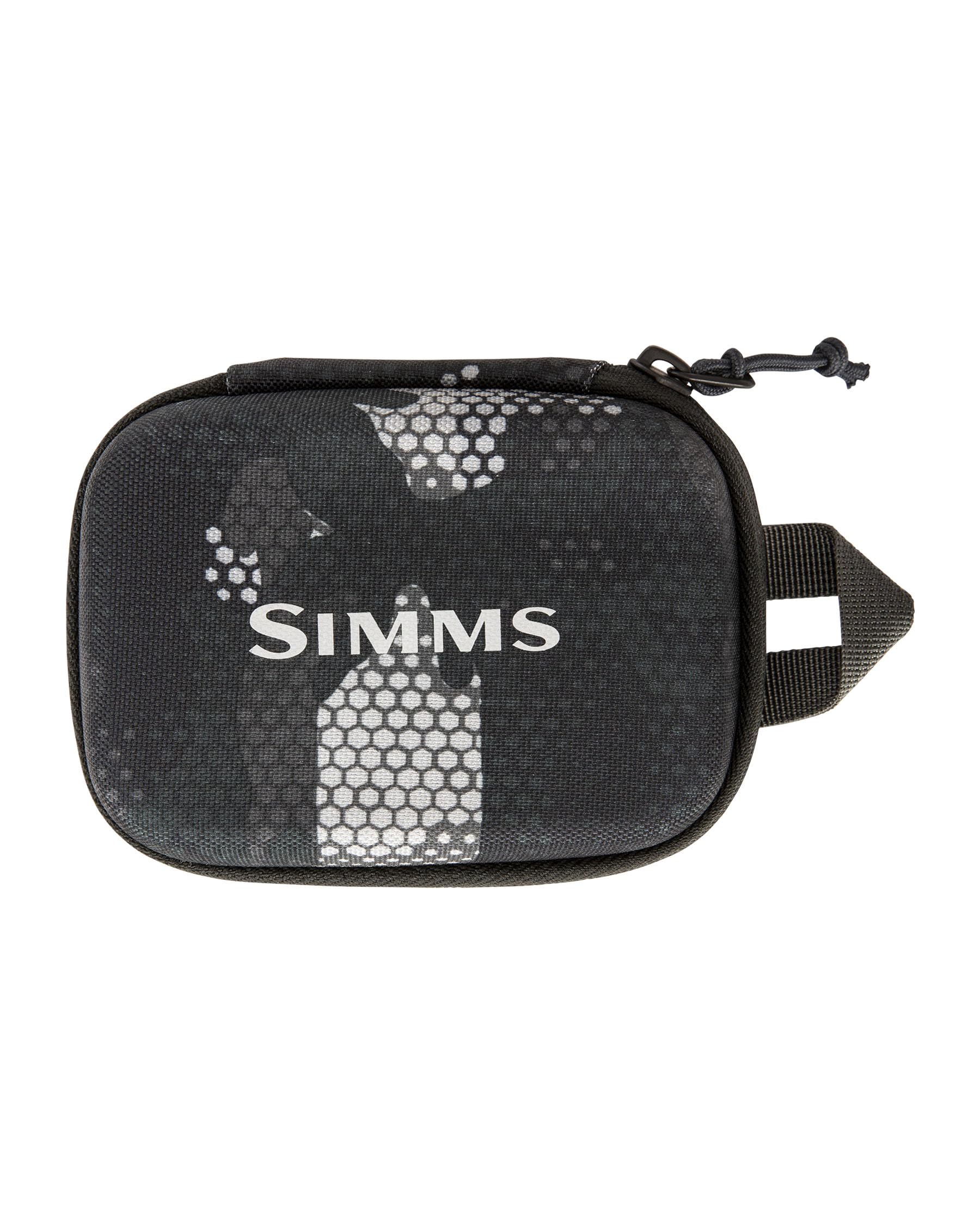 Simms Fish Whistle 2.0 in hex flo camo carbon with durable exterior for gear on water.