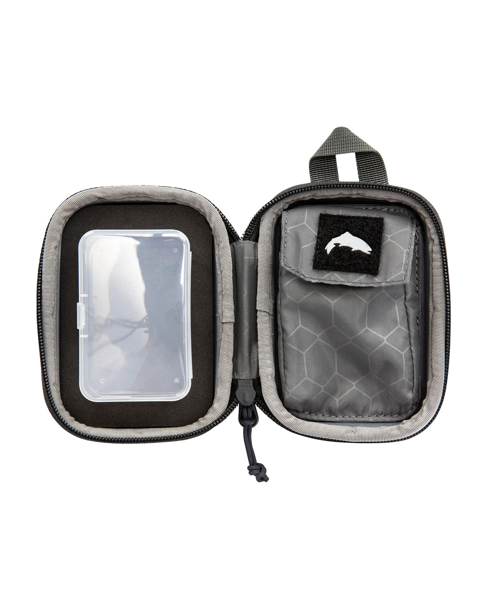 Simms Fish Whistle 2.0 inside dock shows removable container for secure accessory storage.