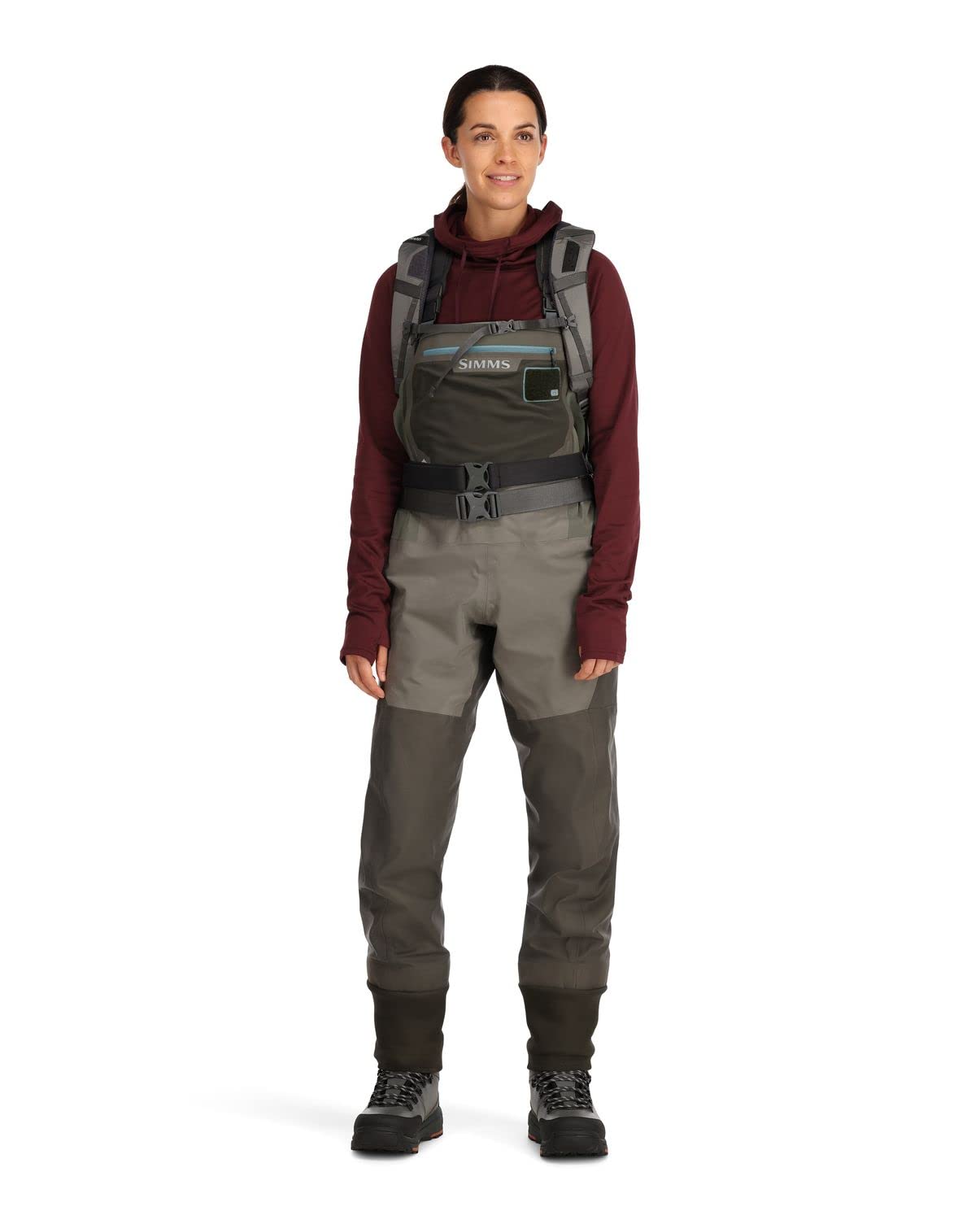 Simms Freestone Backpack Pewter nylon material highlights light, durable everyday use.
