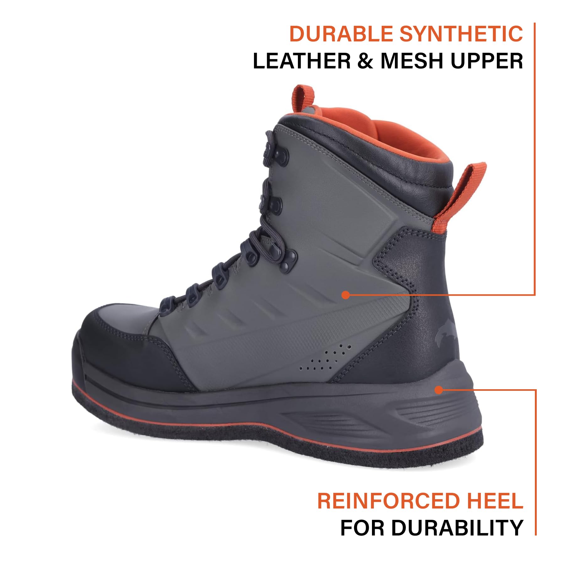 Simms Freestone felt-bottom detail showing rugged construction for rocky riverbeds.