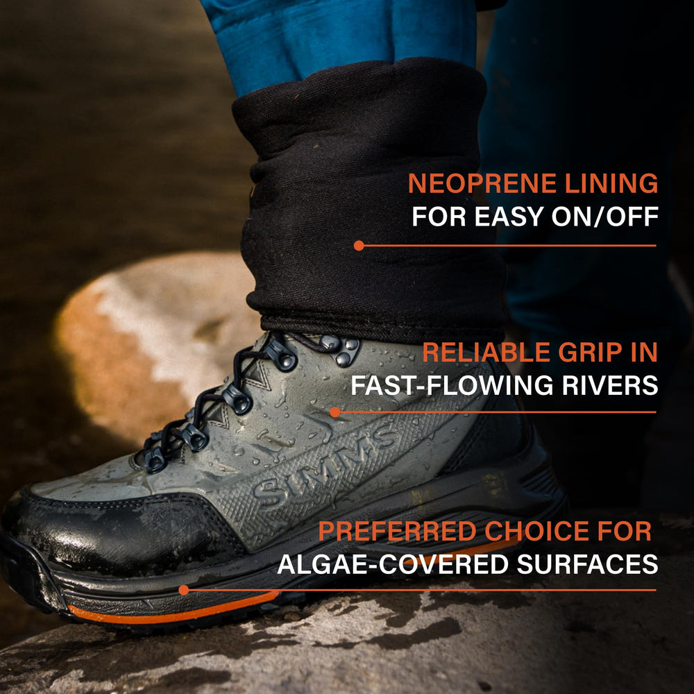 Simms Freestone neoprene lining allows easy on and off in cold water.