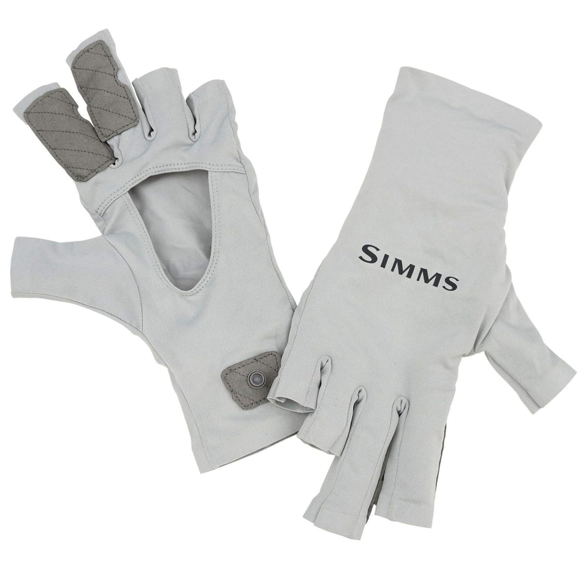 Simms SolarFlex fingerless glove enhances dexterity for knot tying and lure rigging.