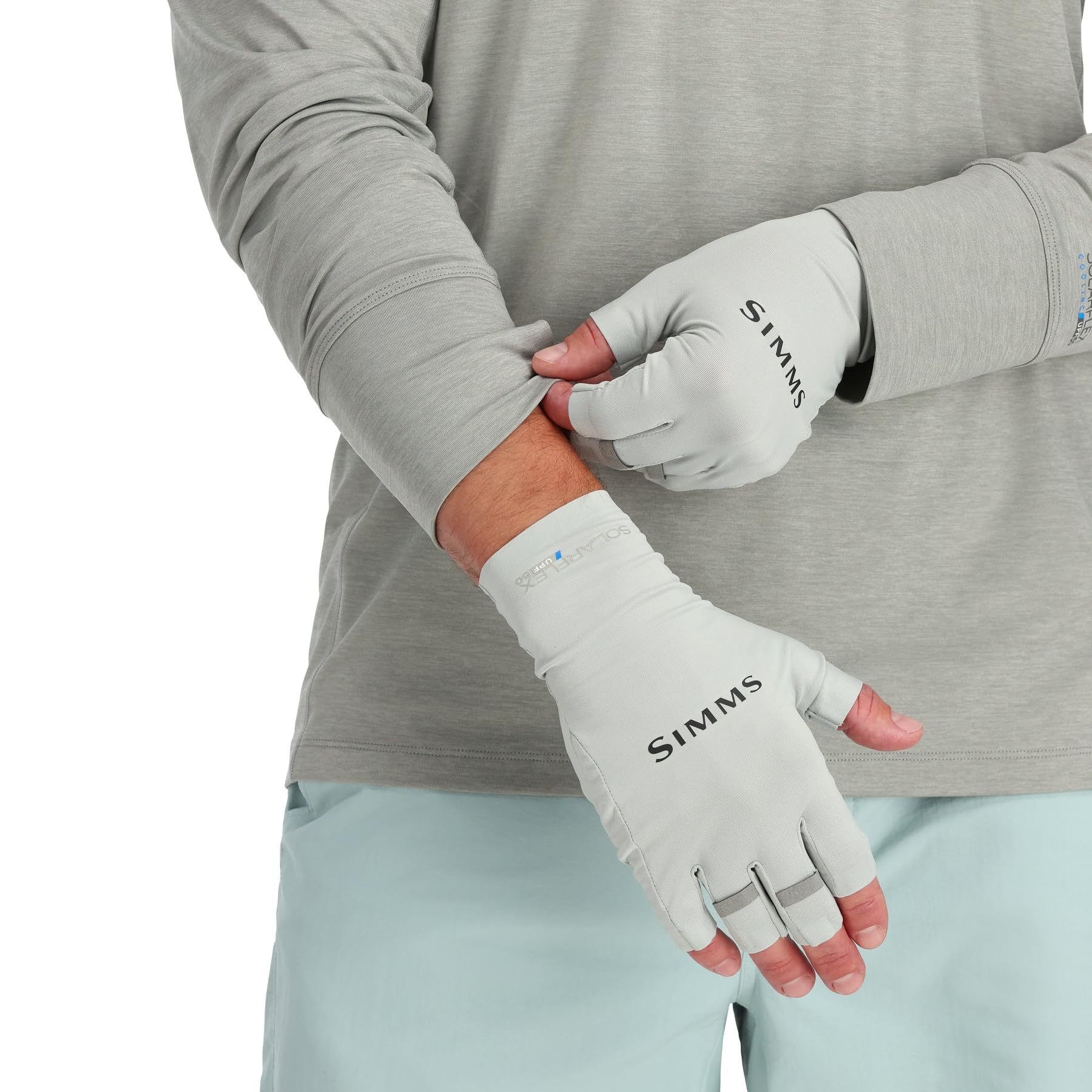 Simms SolarFlex stripping guard protects fingers during line handling.
