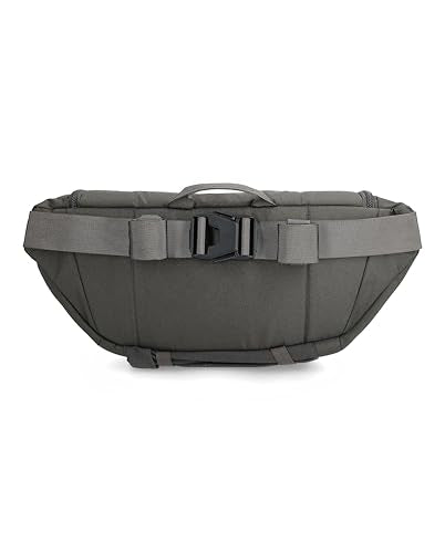 Simms Tributary Hip Pack Basalt back view demonstrates secure lumbar or bandolier wear.