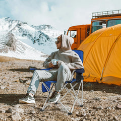 Simple Deluxe folding chair with carrying bag for easy transport.
