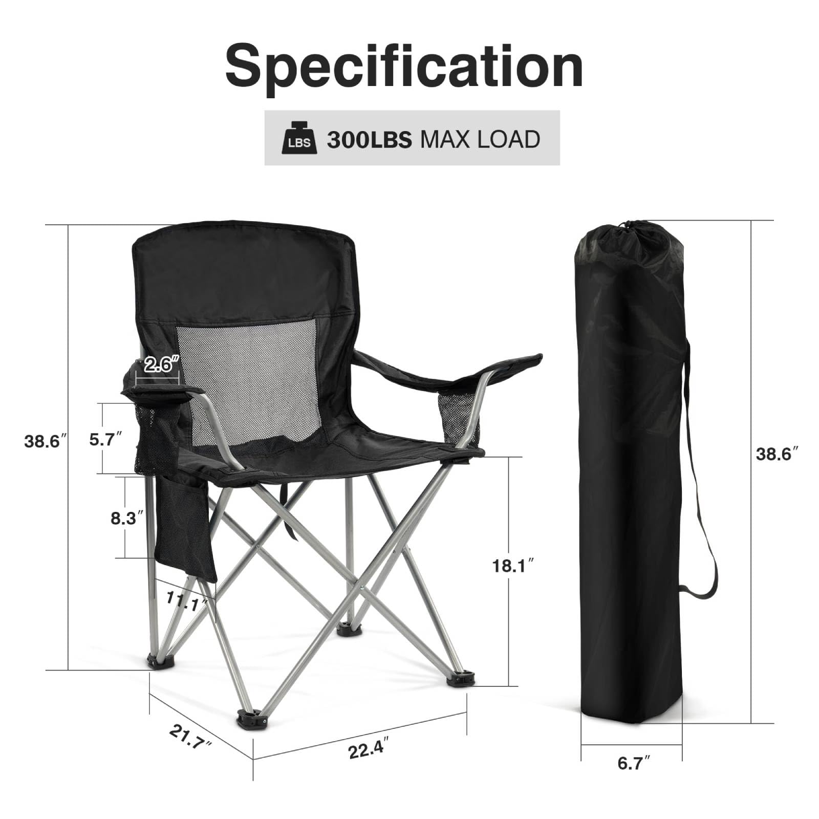 Simple Deluxe foldable chair with carrying bag for easy transport.