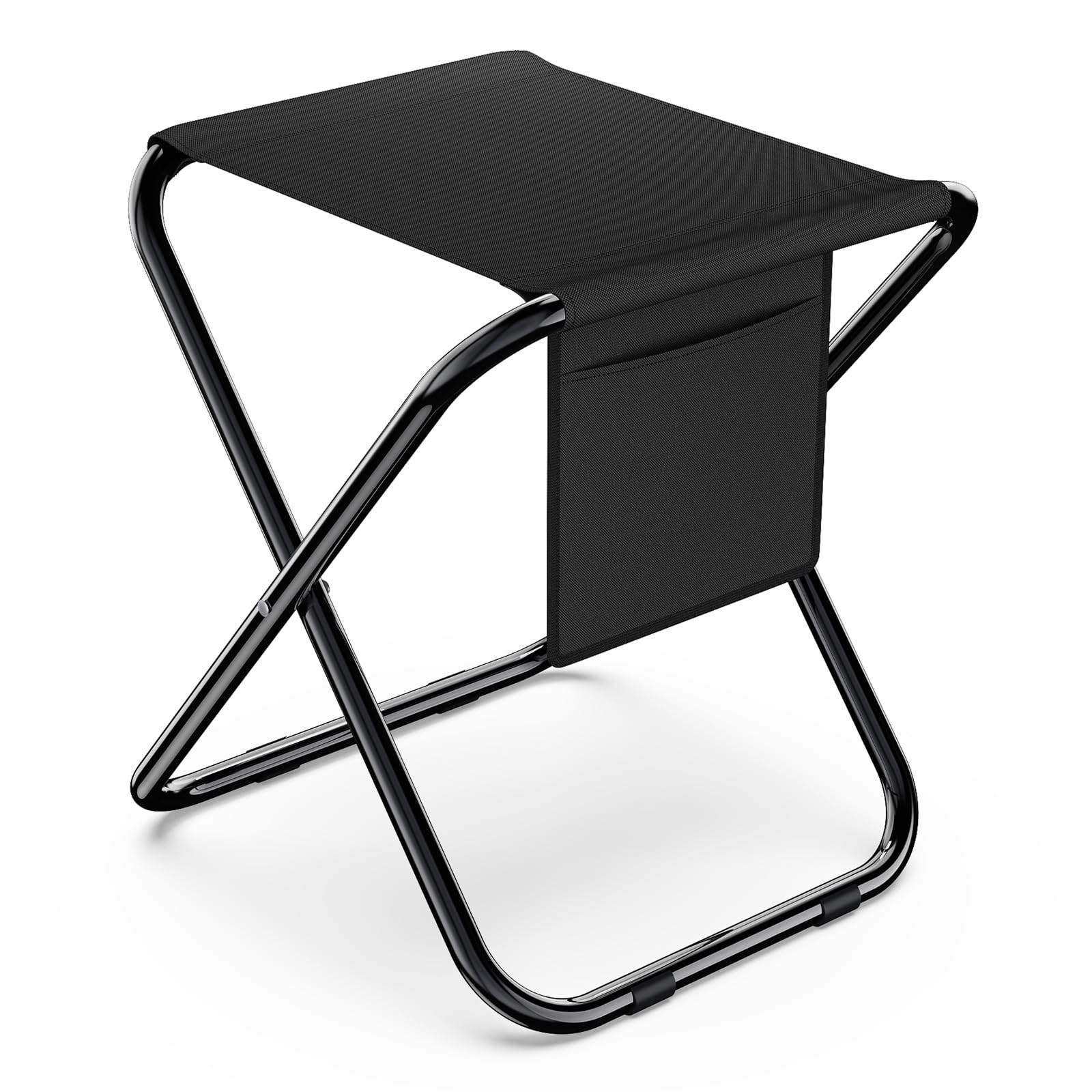 Simple Deluxe camping stool folded compact for easy transport.