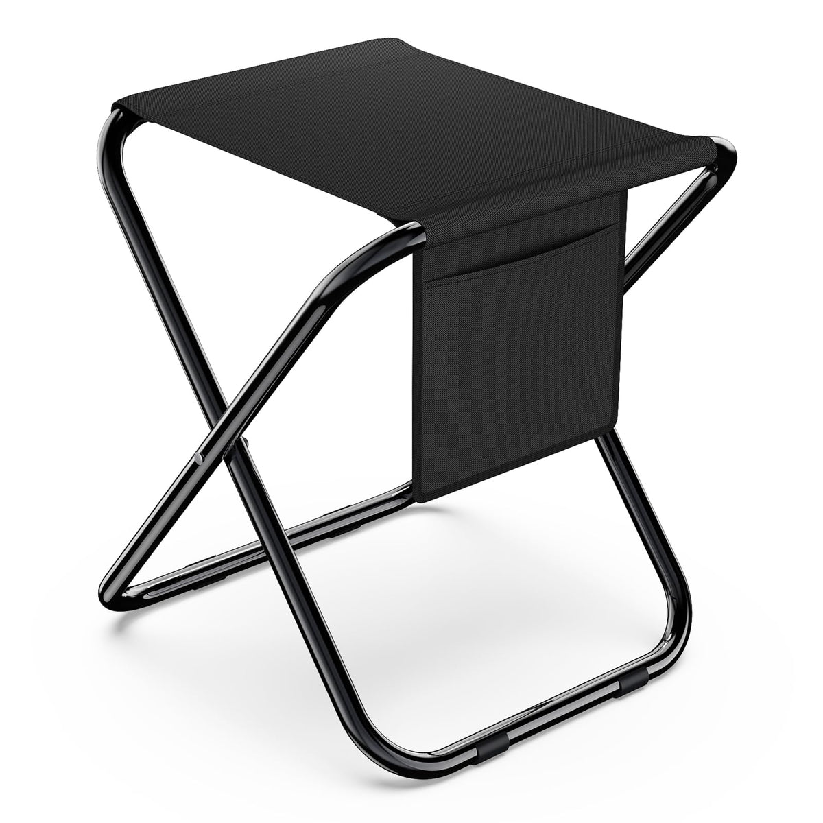 Simple Deluxe camping stool folded compact for easy transport.