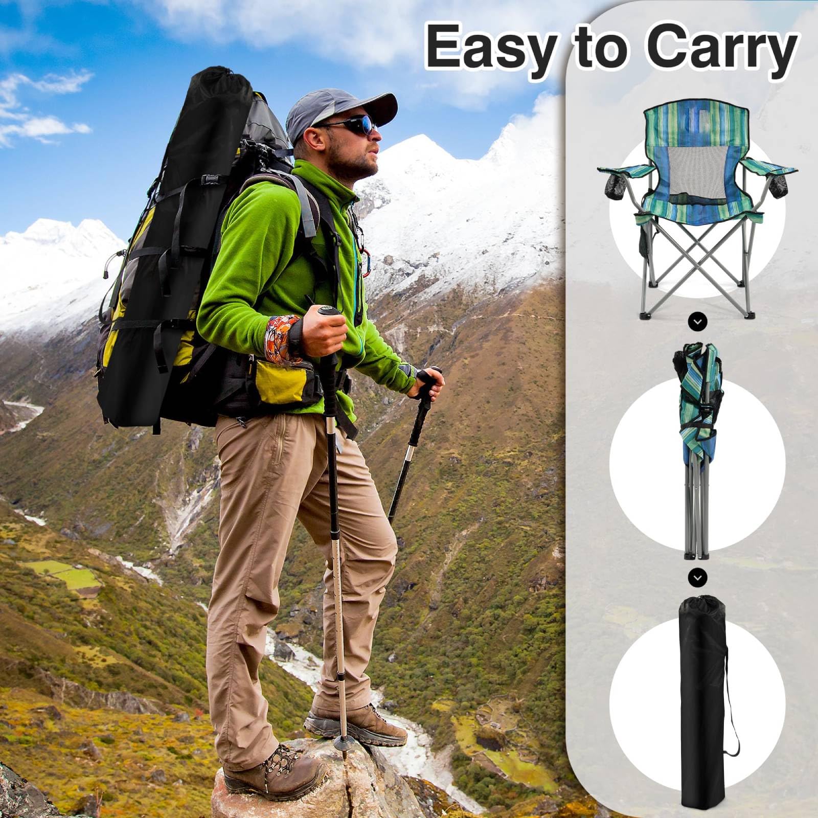 Simple Deluxe portable chair with carrying bag for easy transport.