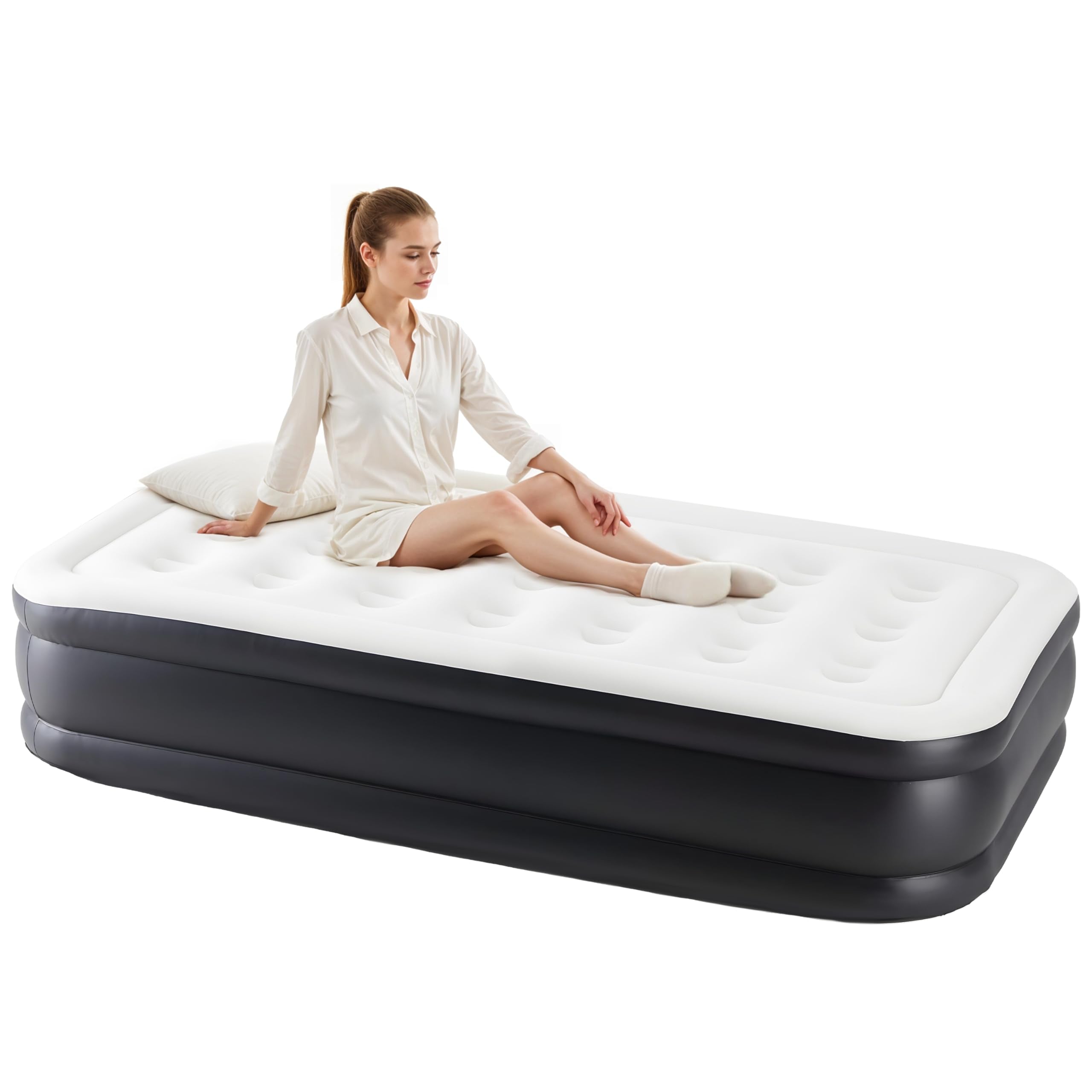 Simple Deluxe queen air mattress with built-in pump enabling quick setup