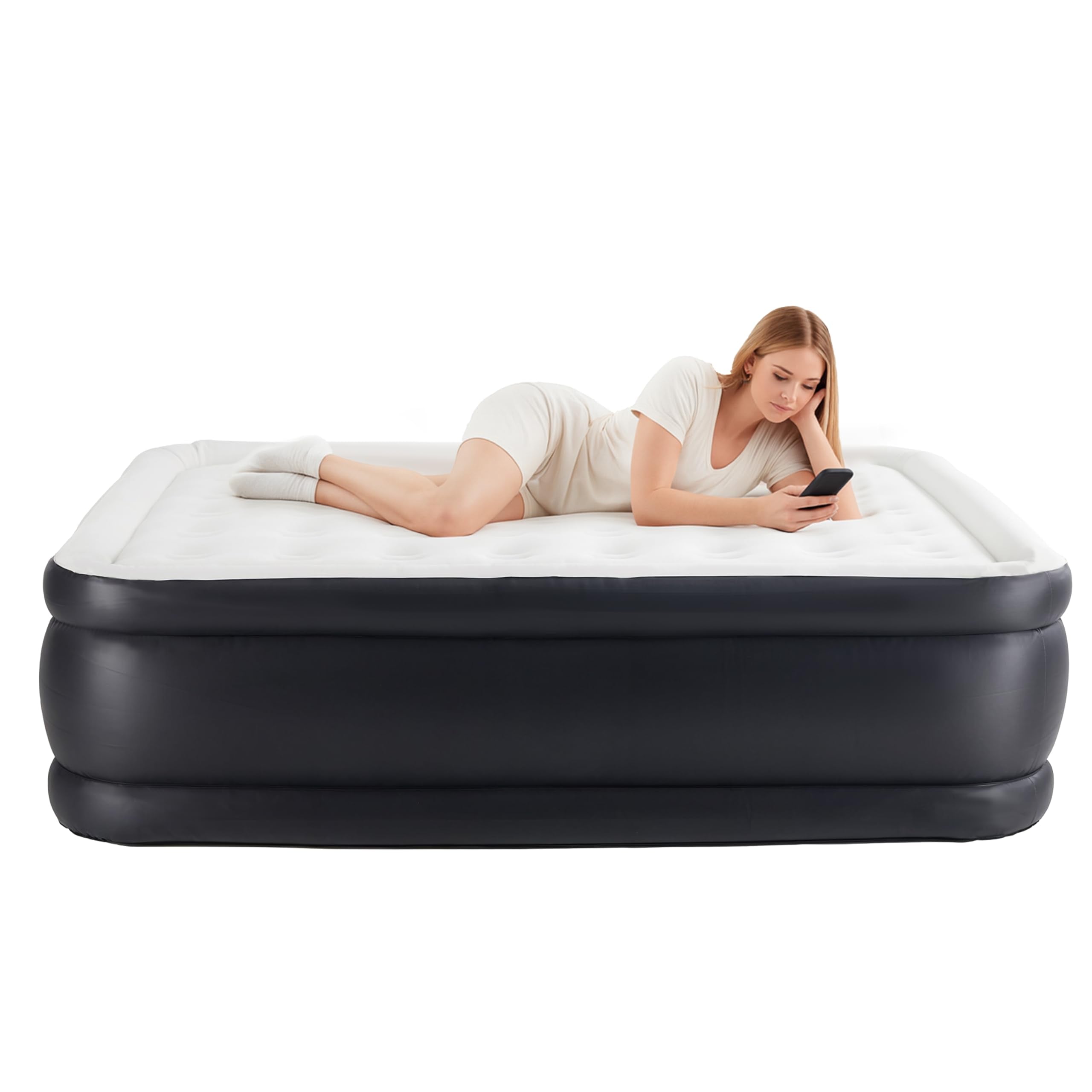 Simple Deluxe twin air mattress with built-in pump inflates quickly for guests