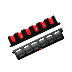 Simple Deluxe vertical rod rack wall-mounted with six rods neatly secured.