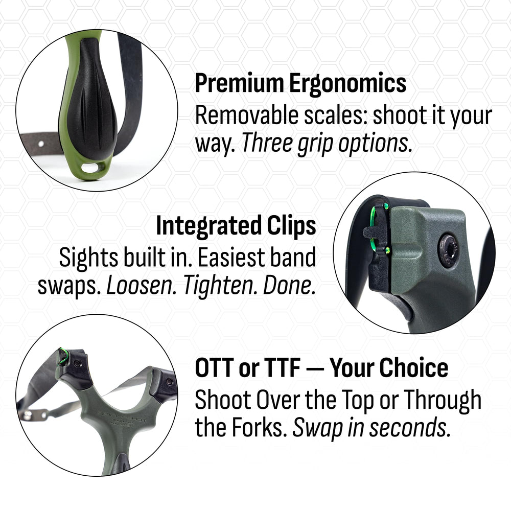 SimpleShot Scout X ergonomic grip image emphasizes comfortable handling for all users