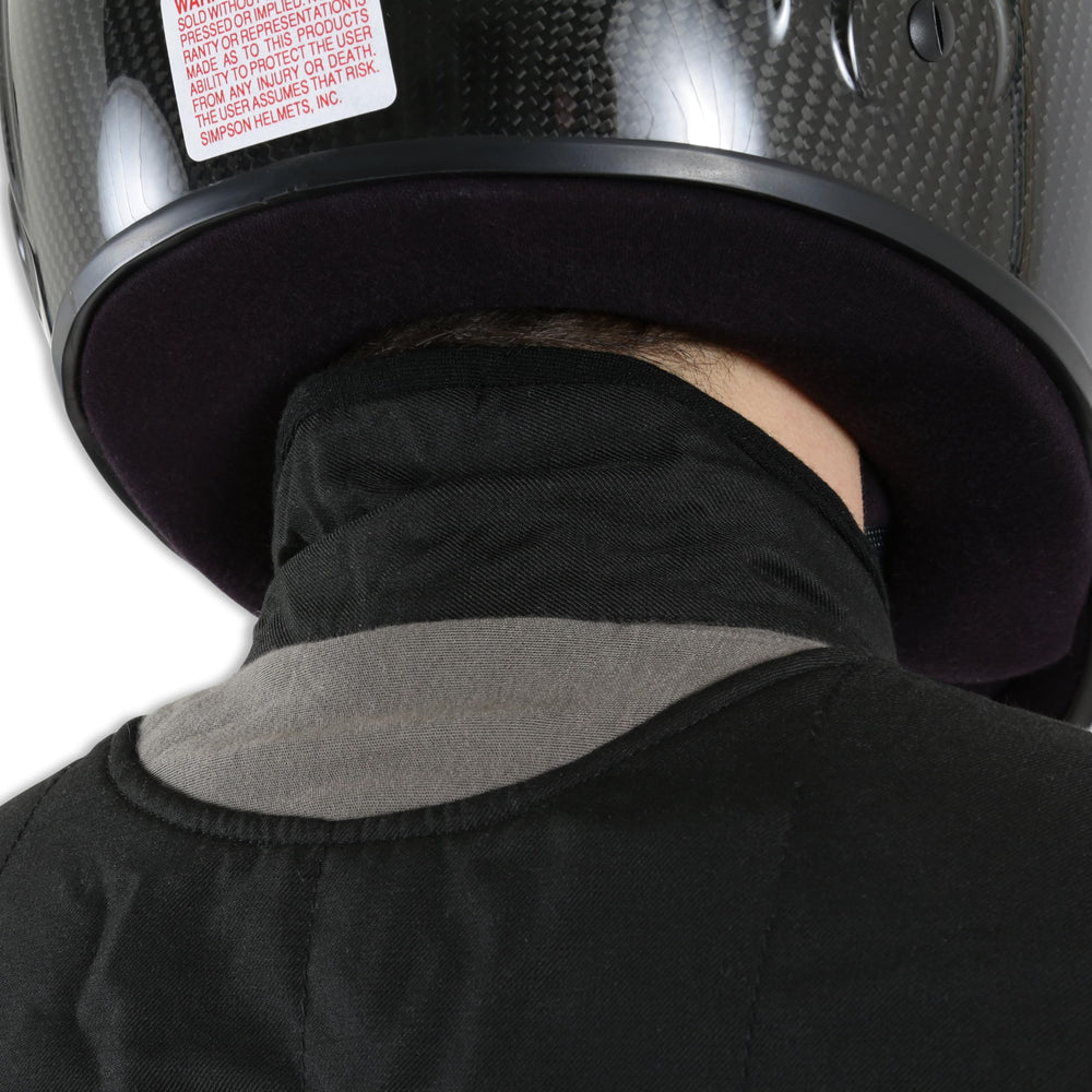 SIMPSON Helix suit stitch detail shows durability under stress.