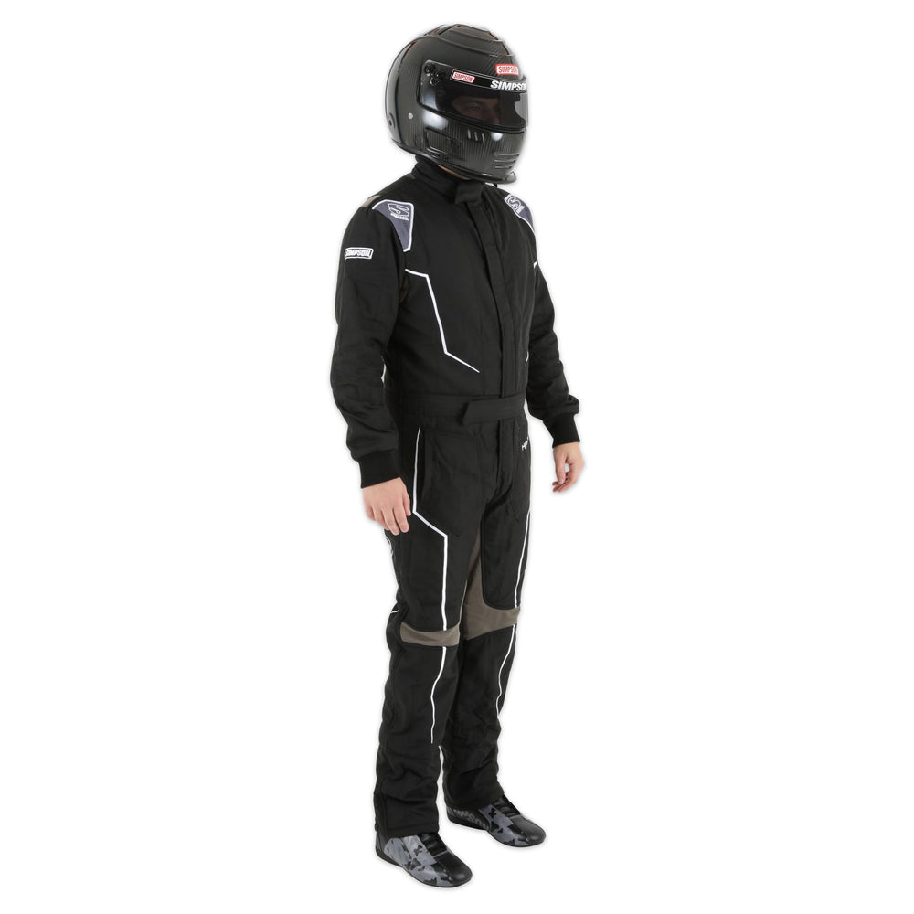 SIMPSON Helix Youth Suit front view in black and gray for durable everyday wear