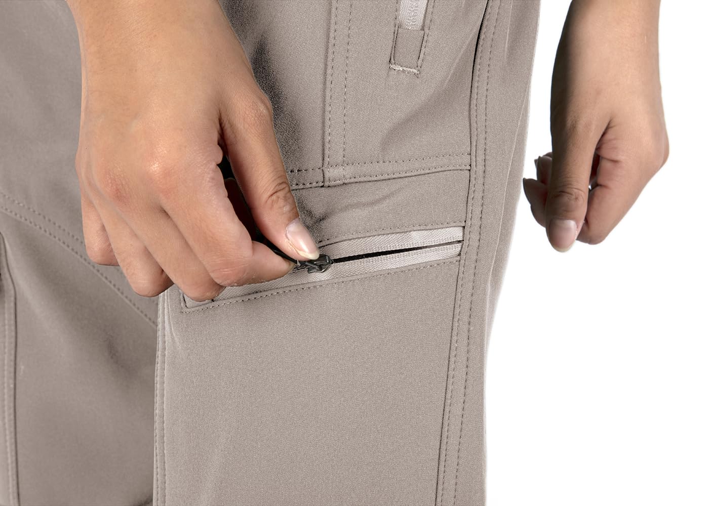 Singbring khaki fleece-lined pants ready for skiing, hiking, and casual outings