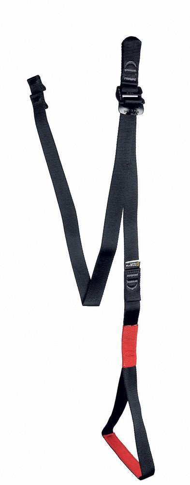 Singing Rock Footer Ascender Sling in black and red for efficient rope ascent