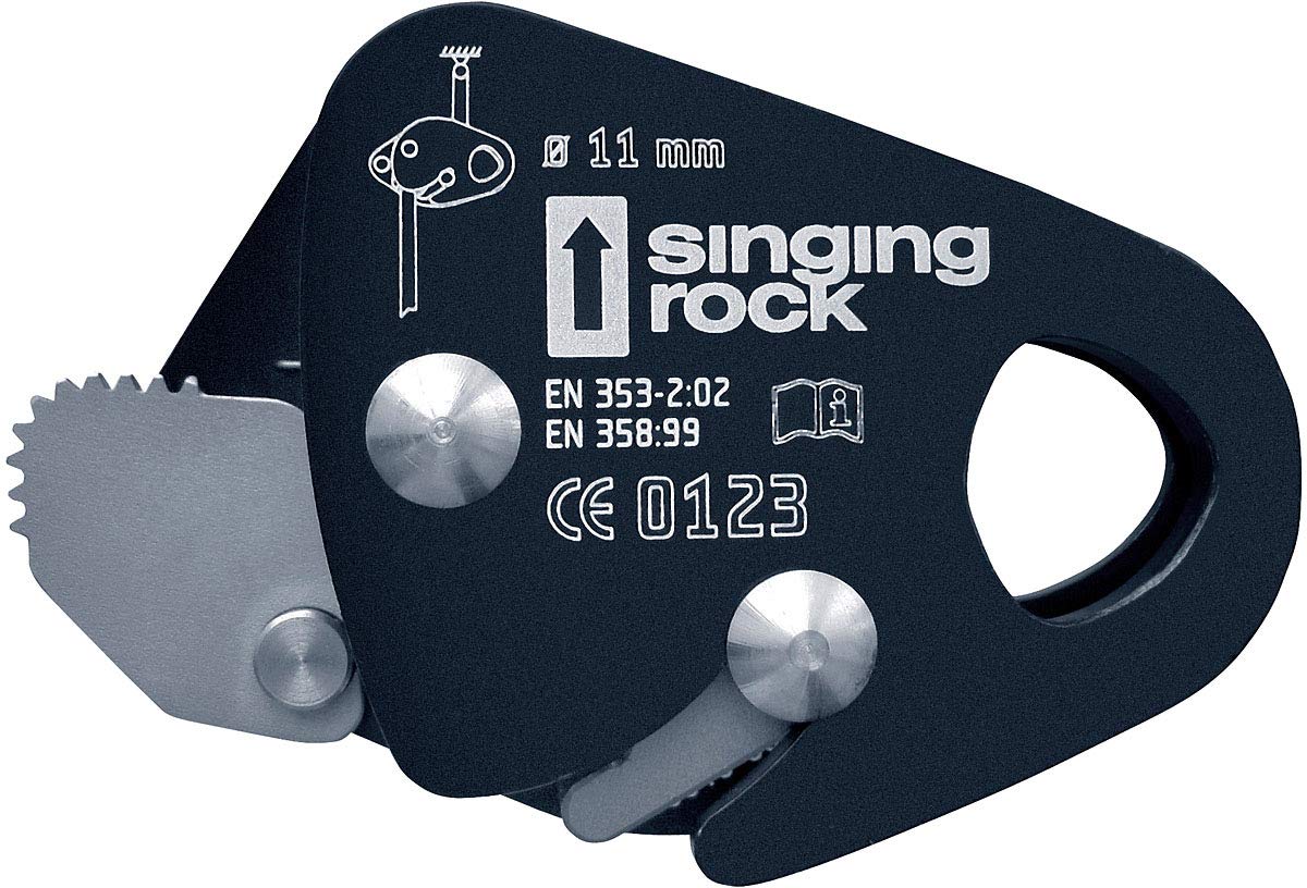 Singing Rock Locker Auto Blocking Device in use on rope for controlled movement and positioning