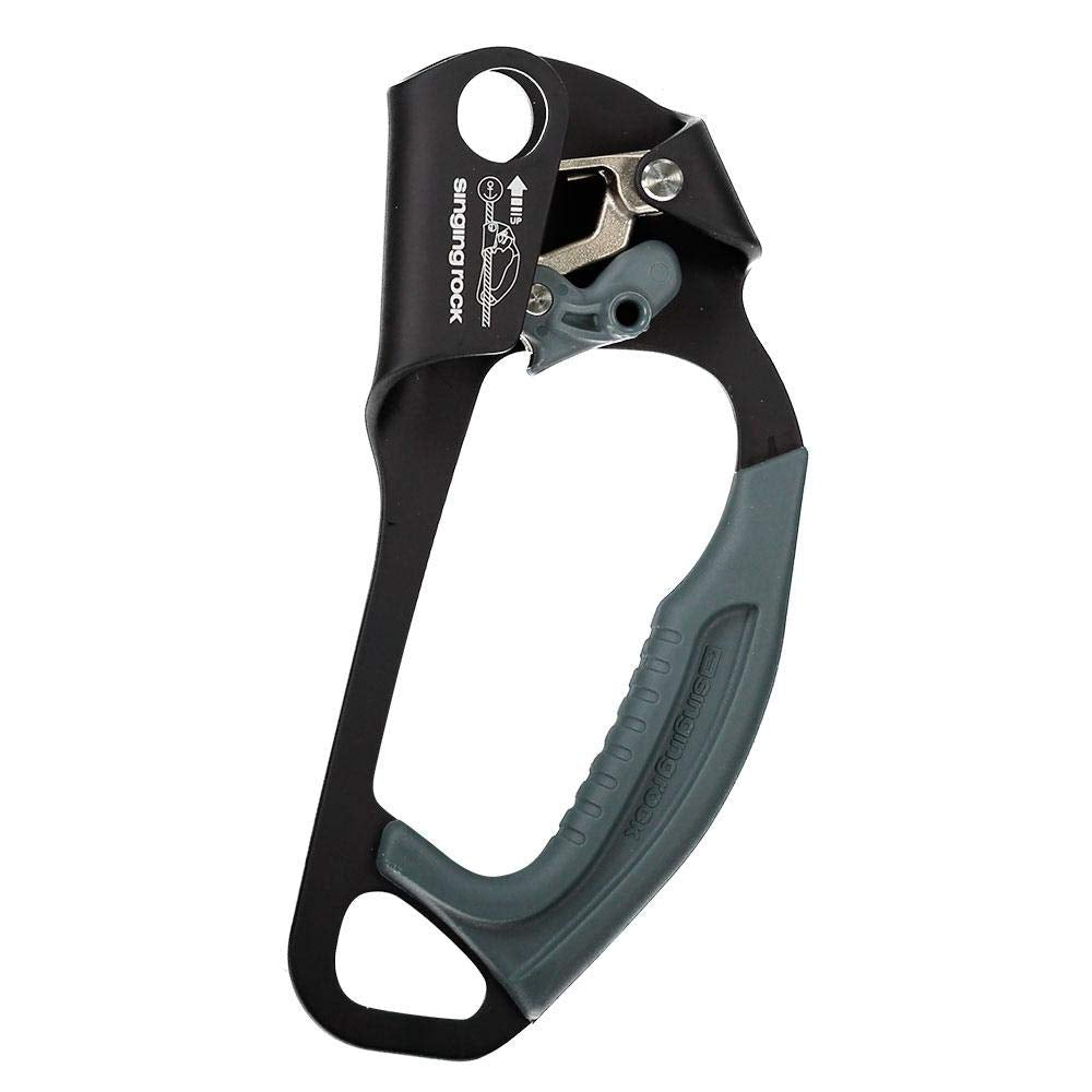 Singing Rock piton 12cm black in crack during aid climb