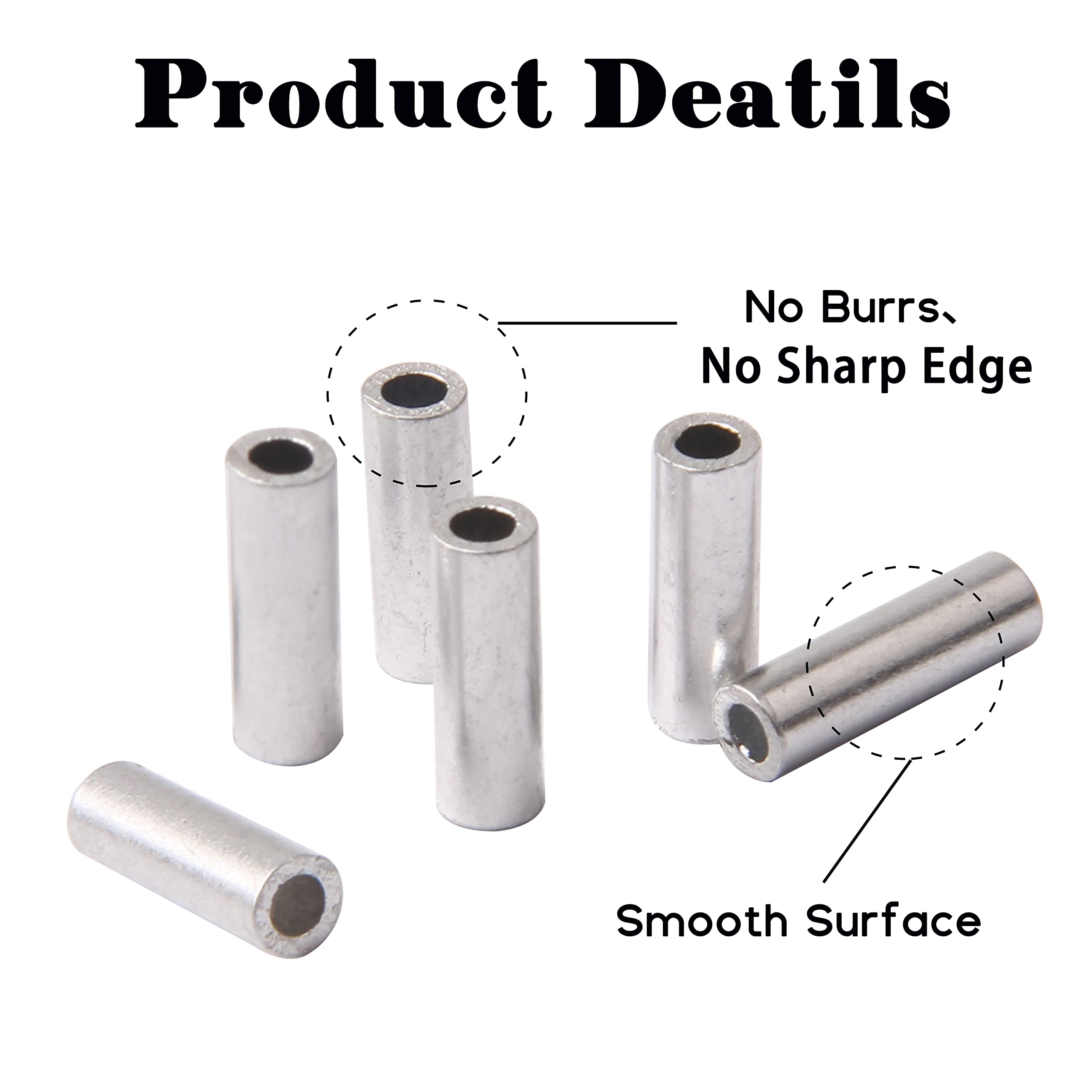 Aluminum single-barrel crimp sleeve 1.4mm - 70pcs