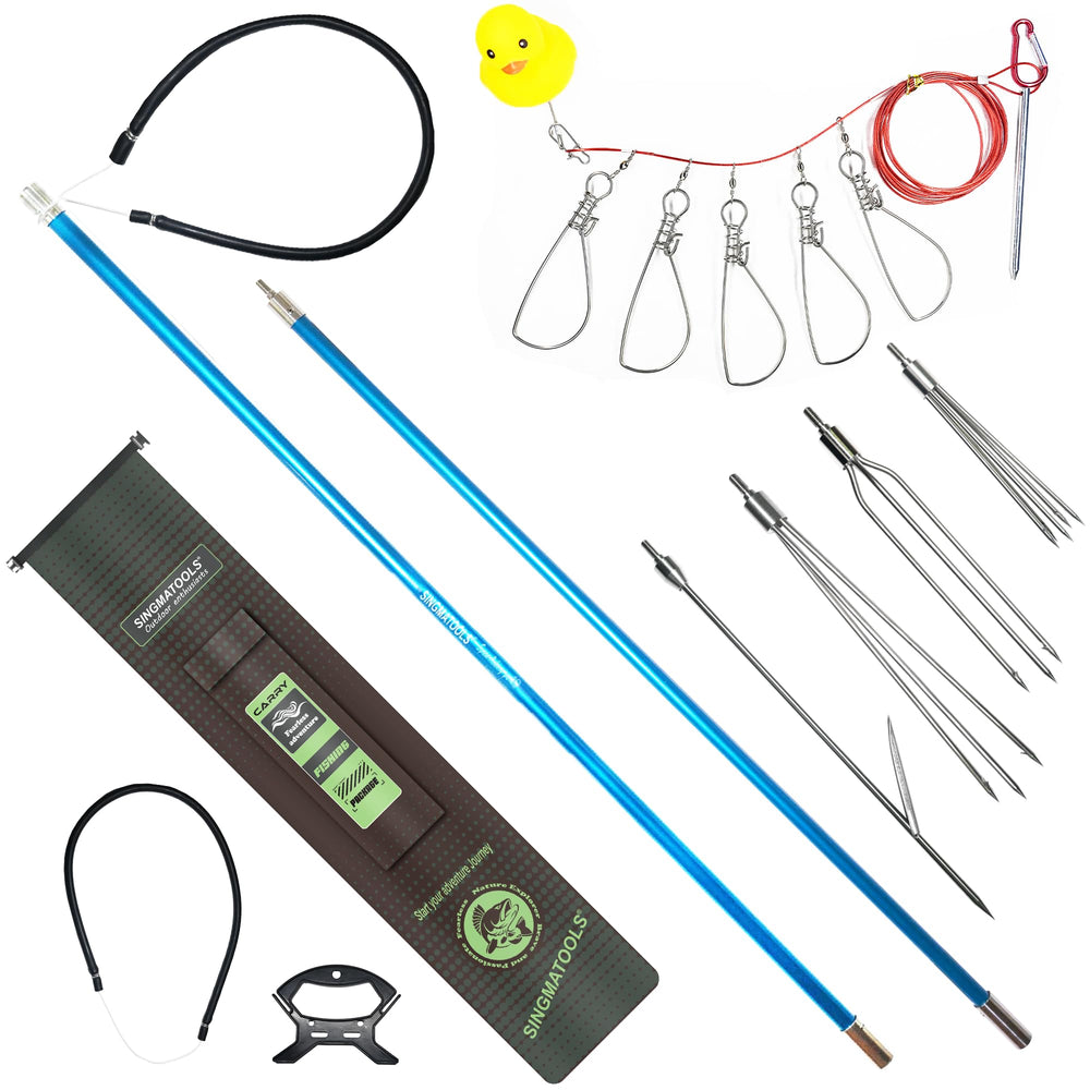 SINGMATOOLS 6-4ft fiberglass pole spear shows durable construction for precise underwater hunting