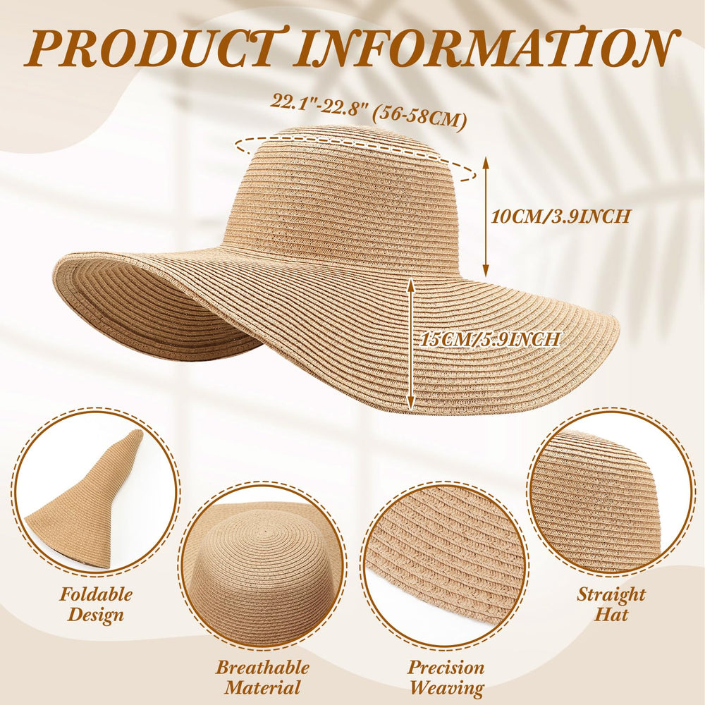 Eight-pack travel-ready straw hats for outdoor activities