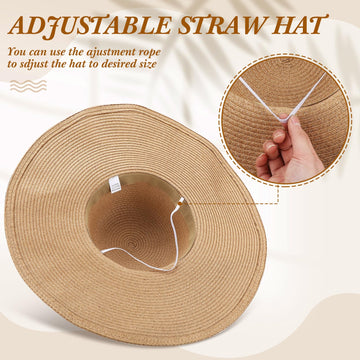 Woven straw beach hat with wide brim for sun protection