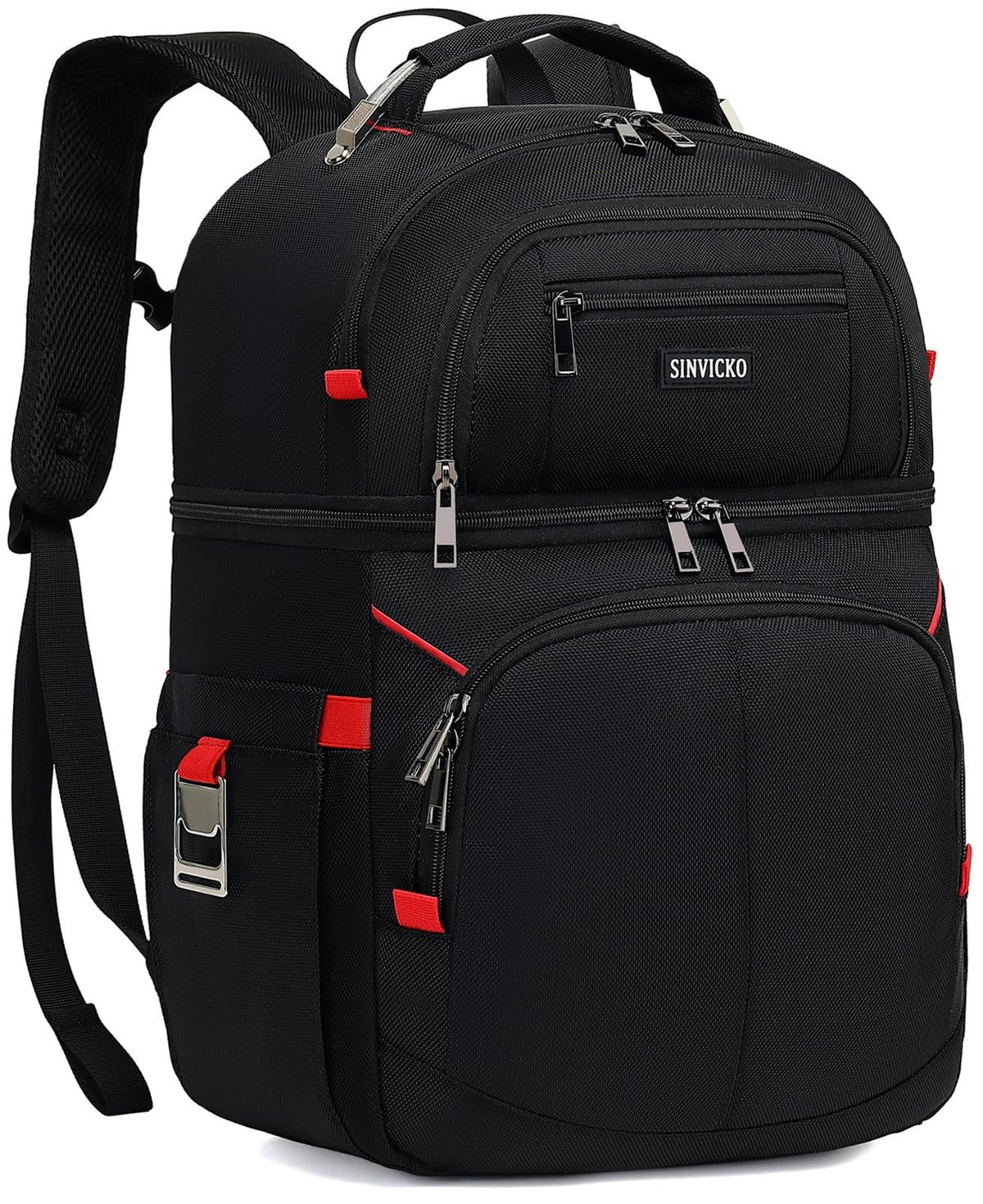 SINVICKO Insulated Backpack front view with organized compartments for meals on the go.