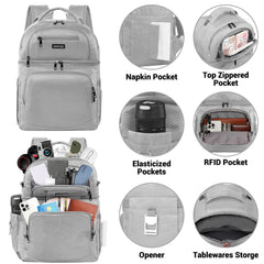 SINVICKO insulated backpack main compartment optimized for organized lunch and snacks during travel