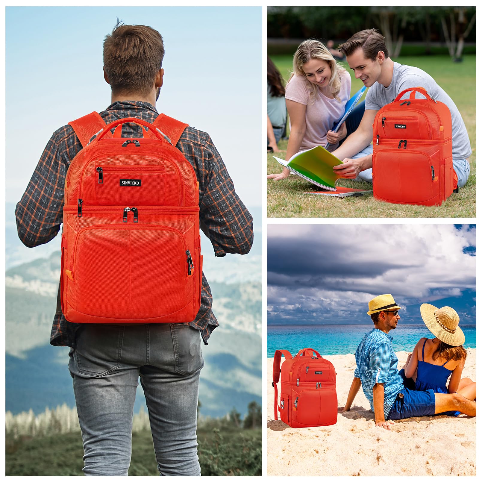 SINVICKO insulated cooler backpack sturdy shoulder straps for all-day carry