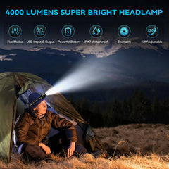 Sinvimes 4000 headlamp side view highlighting comfortable strap