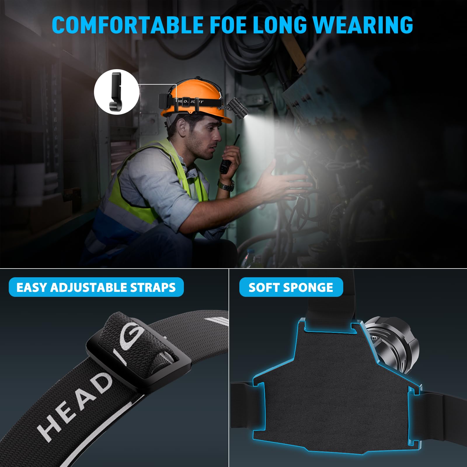Sinvimes 4000 headlamp worn on head for hands free use