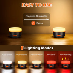 Sinvitron IPX5 waterproof lantern withstands rain and splashes during camping and hiking.