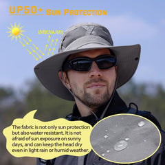 Product showing two wearing options: bucket hat and cowboy style