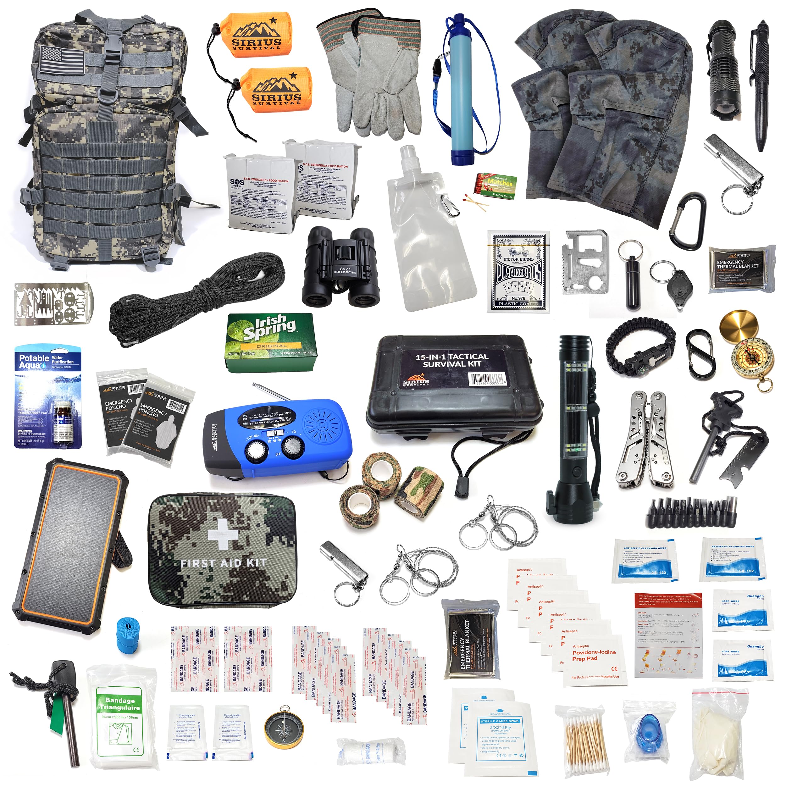 Sirius Survival 50L tactical backpack close-up, durable and water-resistant.