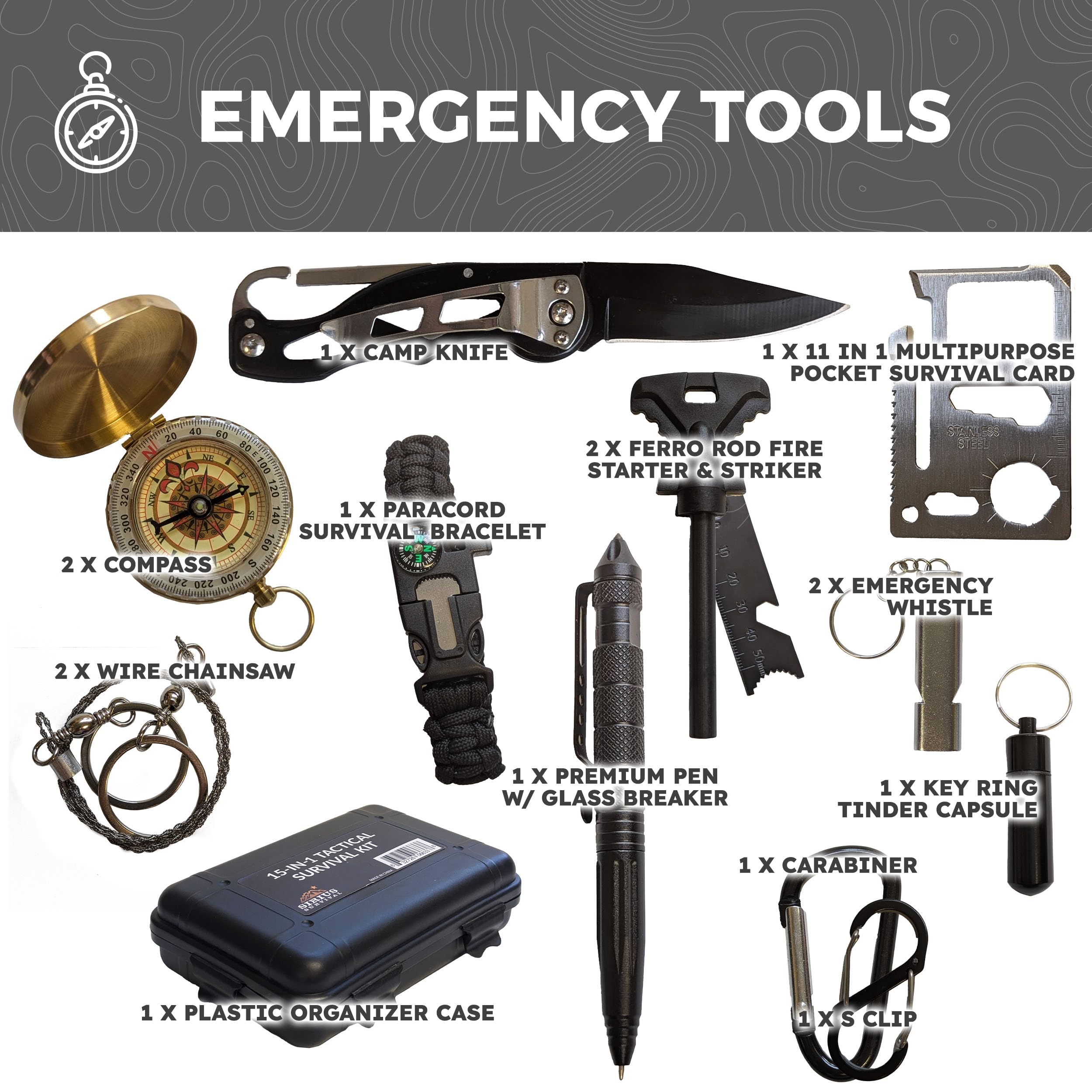 Sirius Survival first aid and shelter kit for ready medical readiness