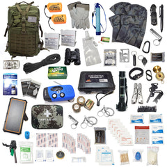 Sirius Survival two-person 72-hour kit contents ready for quick deployment