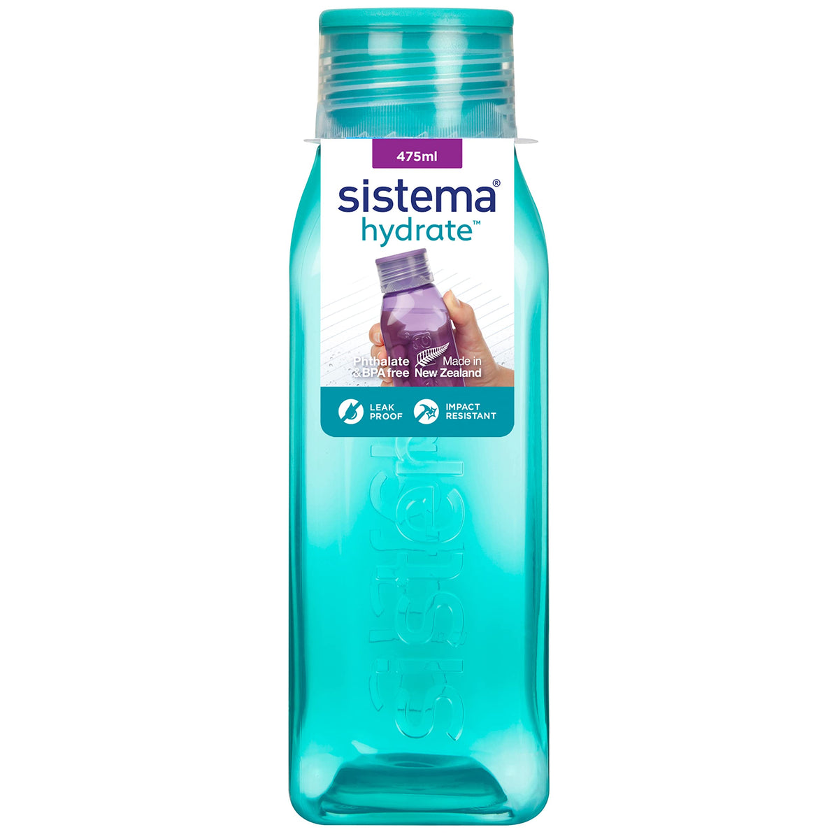 Sistema BPA Free Stackable Square Bottle 475ml for on-the-go hydration