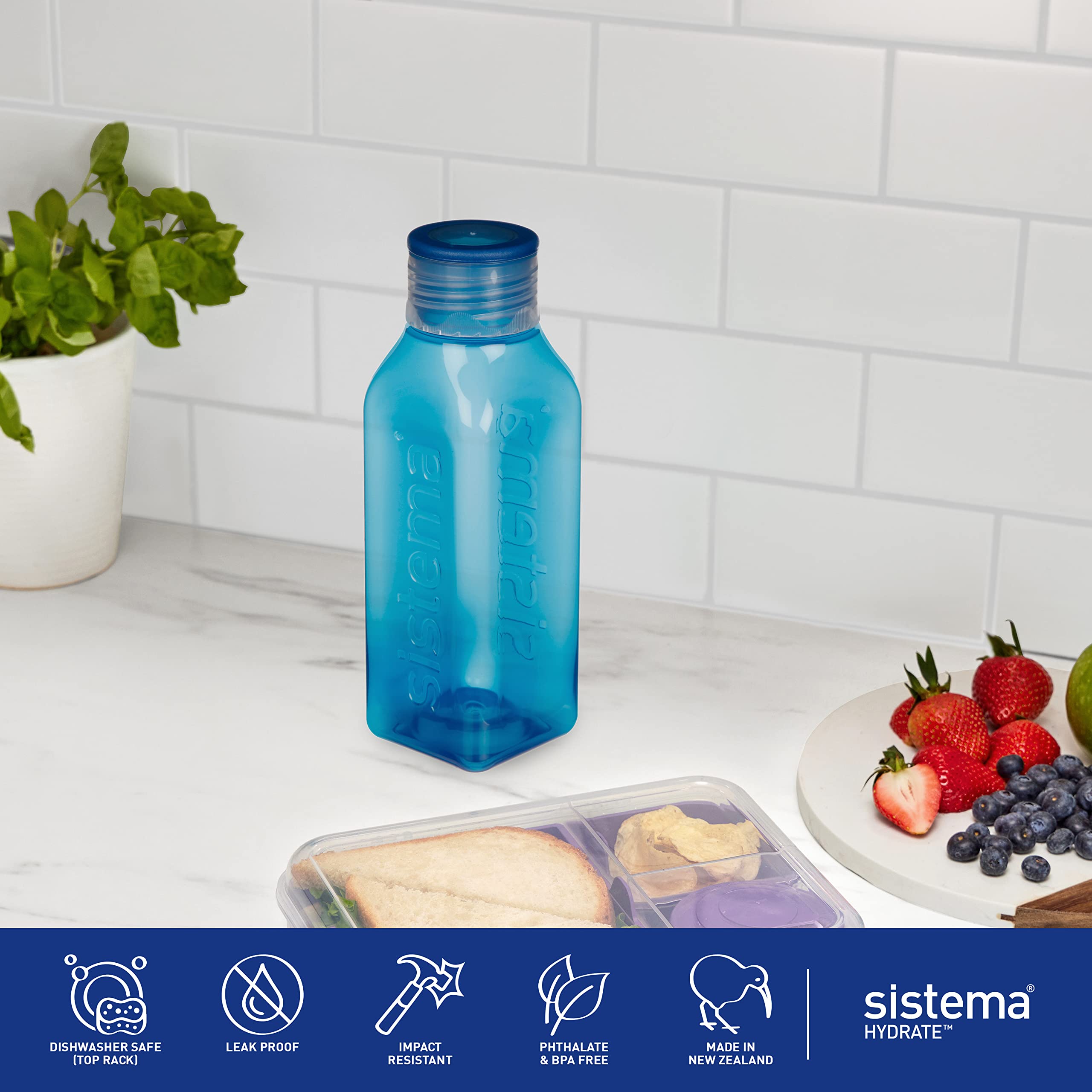 Sistema BPA Free Stackable Square Bottle Assorted Colors for everyday use