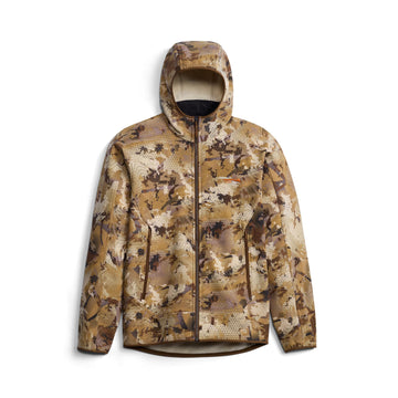 SITKA Alpha Fleece Hooded Jacket DWR coating sheds light moisture during light rain
