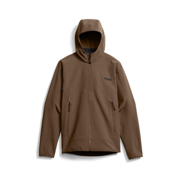 SITKA Alpha Fleece Hooded Jacket with DWR finish for light rain and misty trails.
