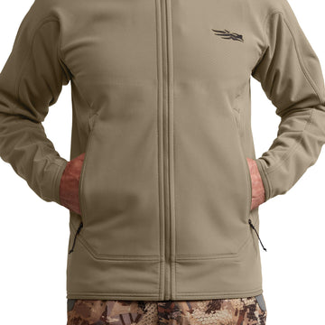 SITKA Alpha Fleece Hooded Jacket DWR sheds light moisture in light rain