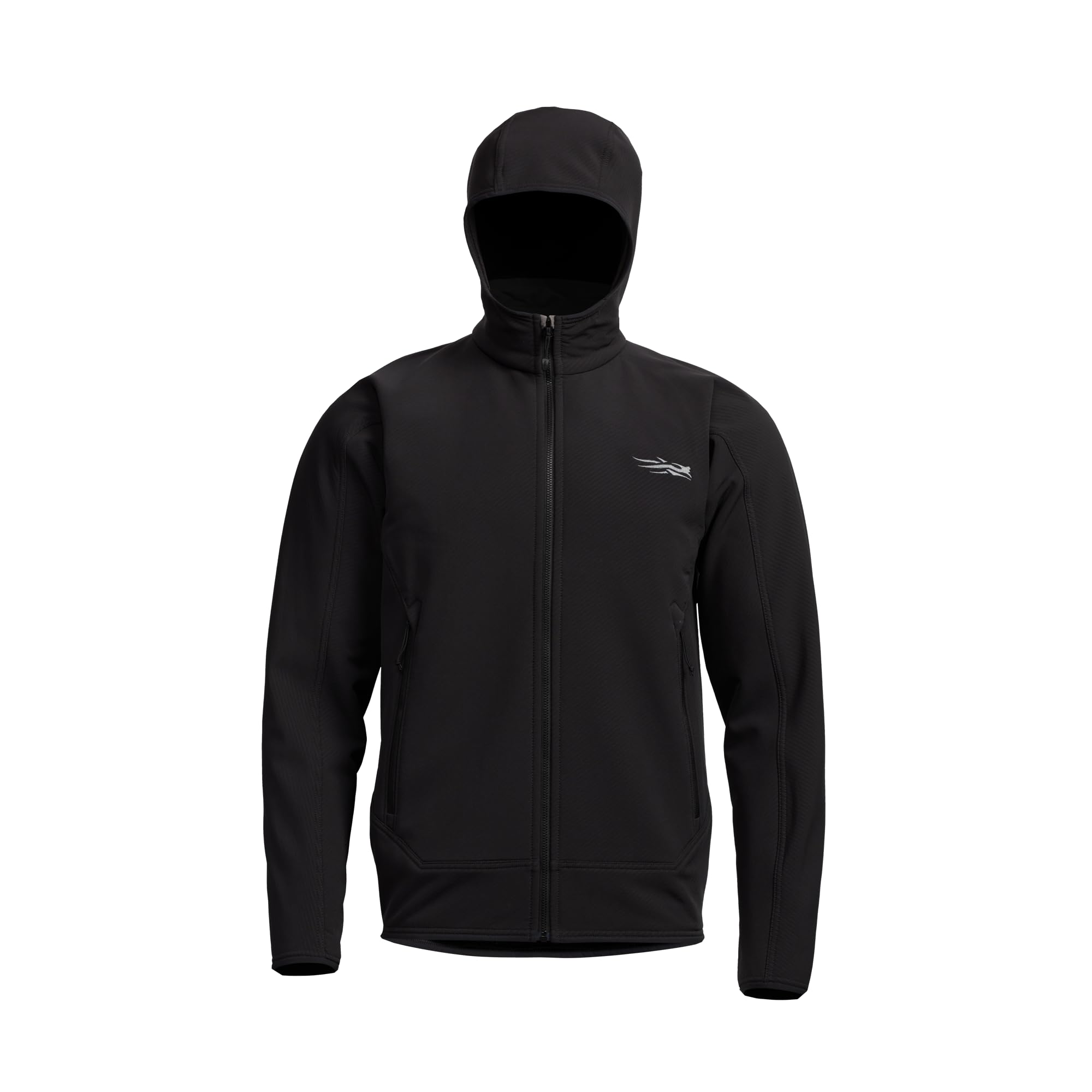 SITKA Alpha Fleece Hooded Jacket front view for rugged outdoor durability.